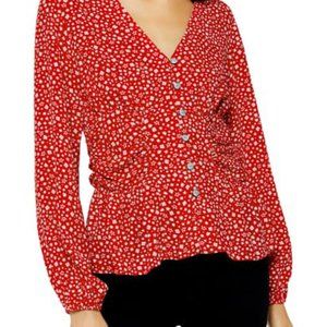 NWT TOPSHOP Floral Ruched Side Top In Red